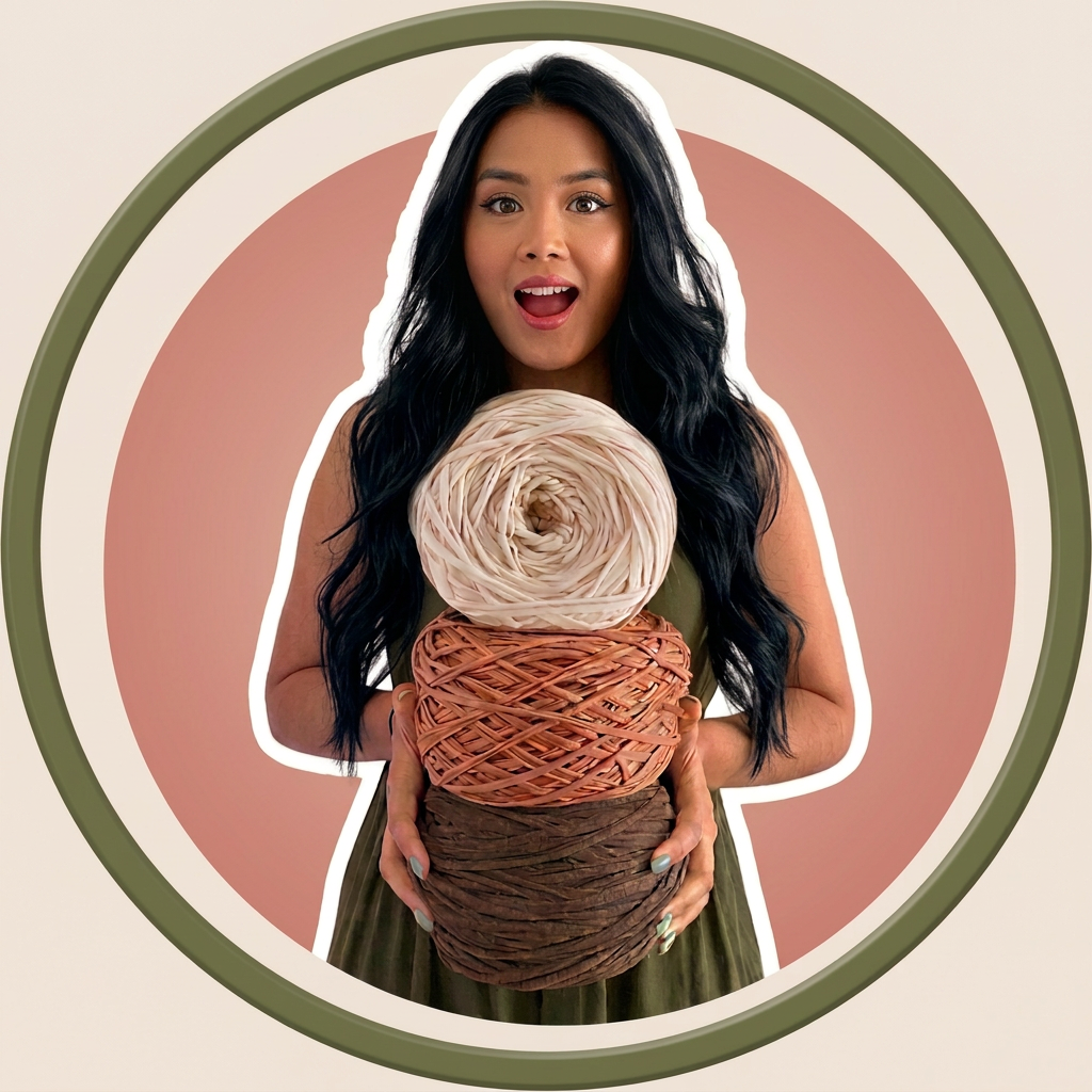 Samantha, maestra de Casa del Crochet Vzla, con trapillos listos para tejer